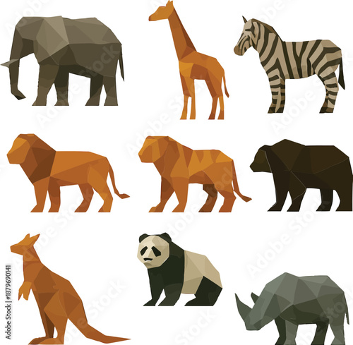 Geometric animal illustration featuring Copilot animals, wildlife, and fauna in a modern art style