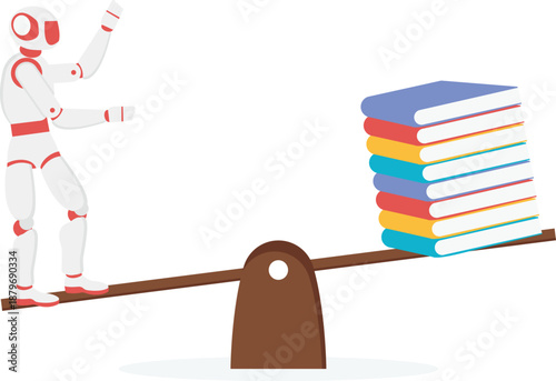 Robot Balancing Knowledge Books on Seesaw Scale