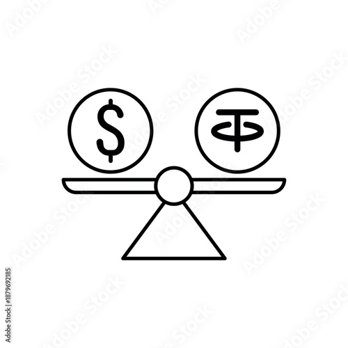 Icon a Stable coin balance on scale, isolated against a clean background.