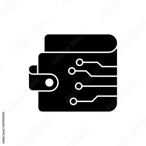 Icon a DeFi digital wallet with circuit lines, isolated against a clean background.