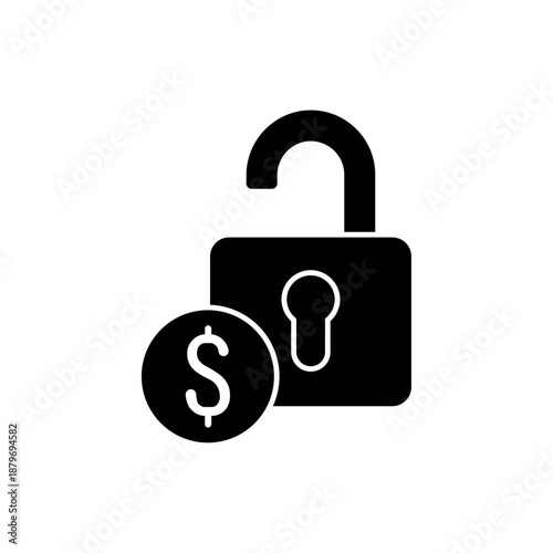 Icon a Unlock financial asset with open padlock, isolated against a clean background