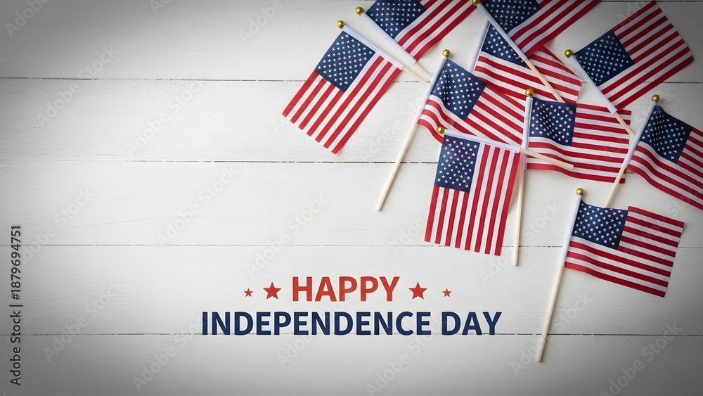 Fototapeta premium Happy independence day celebration with american flags