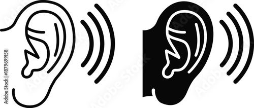 Human Ear Listening Sound Icon Representing Audio, Hearing, Communication and Voice Perception Concept vector