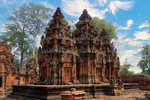Angkor, Cambodia. Views from inside and outside the Angkor Wat temple.