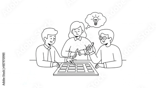 Teamwork brainstorming for new ideas, planning strategy, creative collaboration, business meeting