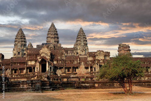 Angkor, Cambodia. Views from inside and outside the Angkor Wat temple.