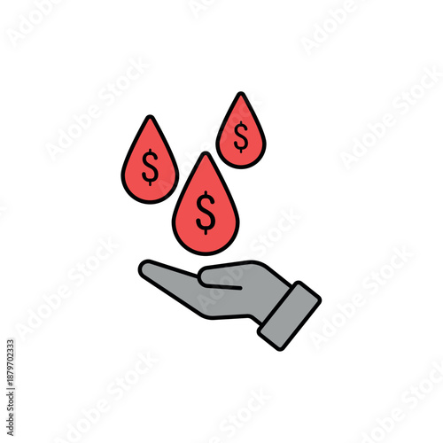 Icon a Liquidity pool drops on hand, isolated against a clean background