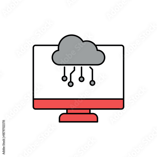 Icon a Web3 cloud technology on monitor, isolated against a clean background.