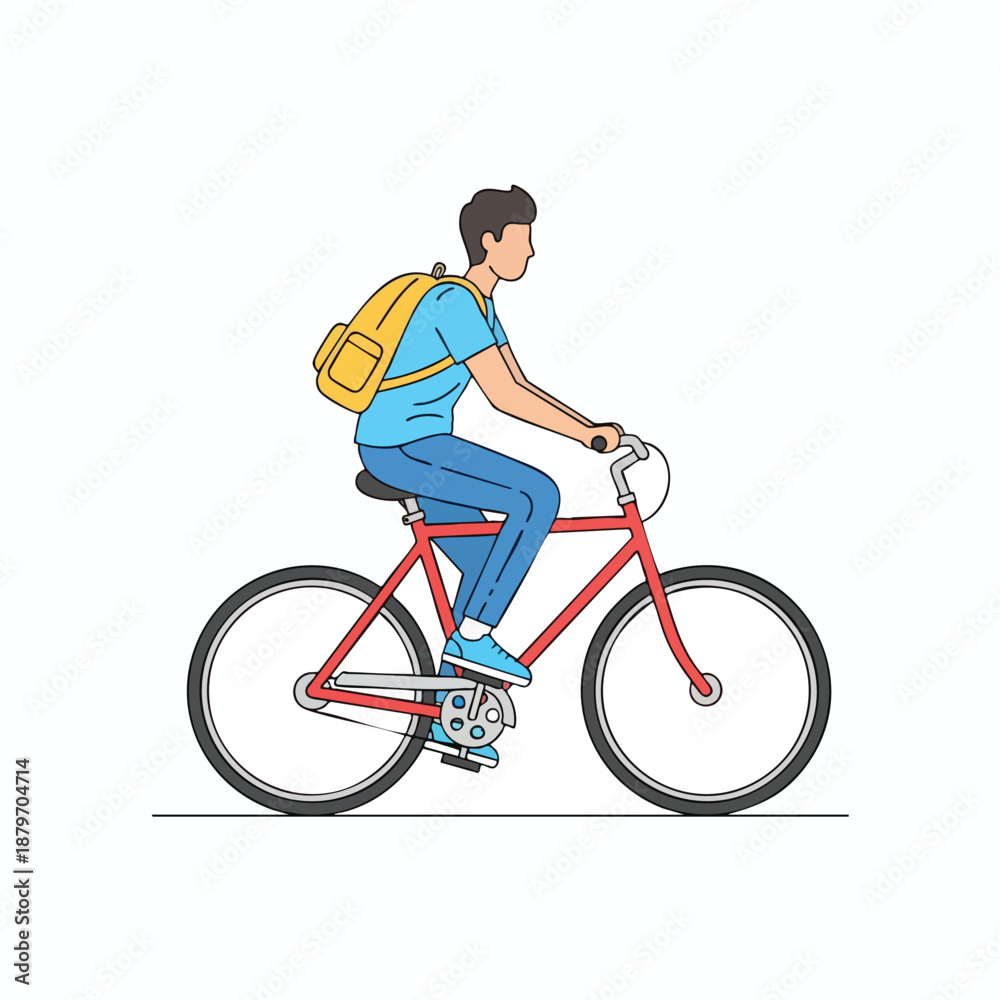 Obraz premium Man Commuting to Work on Bicycle