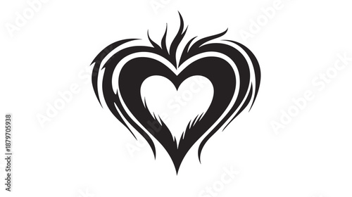 Black Heart Tattoo Style Illustration Design.