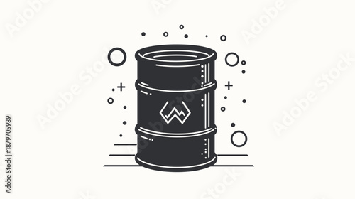 Black Metal Oil Drum Barrel Illustration.