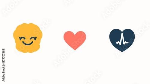 Emoticon Heartbeat Heart Icon Set.