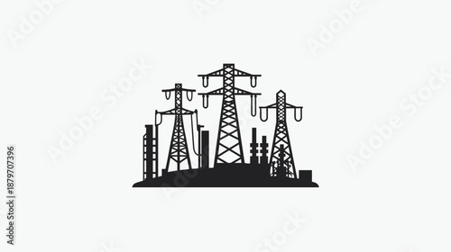 Electricity Pylons and Transmission Towers Silhouette.