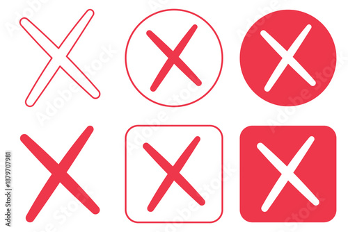 Cancel Icon Set. Ban Sign Vector Illustration. Close Symbol, Red Cross Sign Isolated On White Background. 