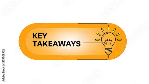 Key takeaways concept with lightbulb on orange background