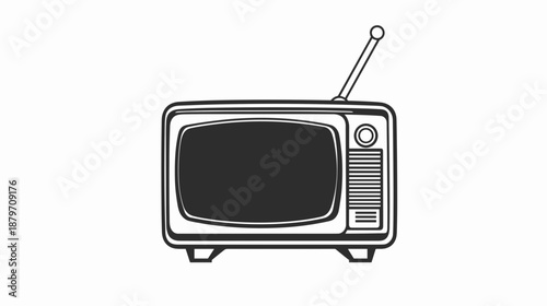 Vintage Television Set with Antenna.