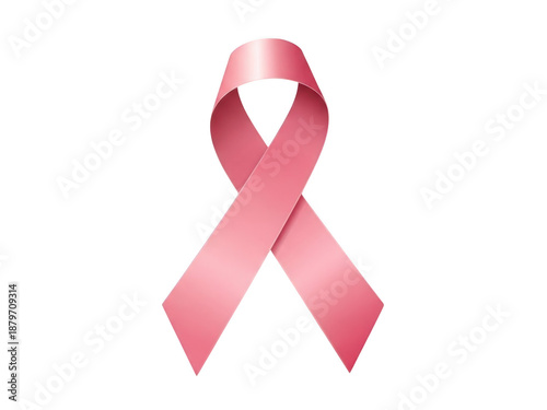 Pink breast cancer awareness ribbon on transparent background