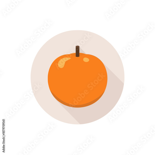 Flat vector mandarin orange Chinese New Year icon, solid orange color