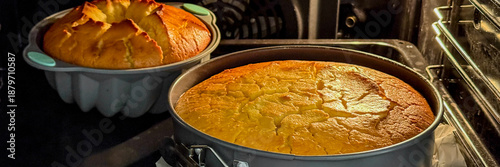Obraz na plátně Golden cakes rising in cosmic oven warmth, evoking Carnival's indulgence and Int