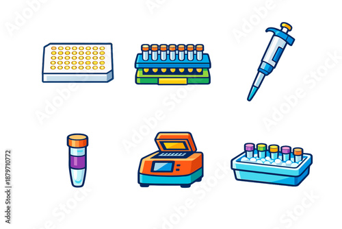 Set of scientific laboratory equipment icons