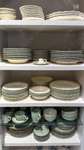 Фотография Stacked ceramic dishes whisper of a bygone Sunday brunch, embracing Zen simplici