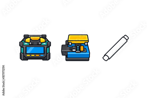 Fiber optic splicing equipment icons
