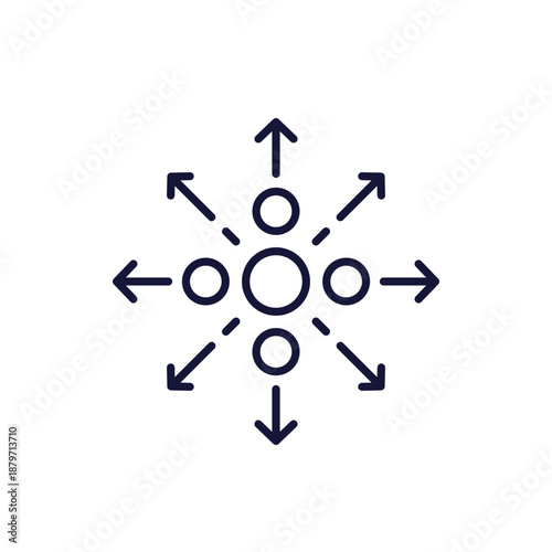 data distribution icon, line design with arrows