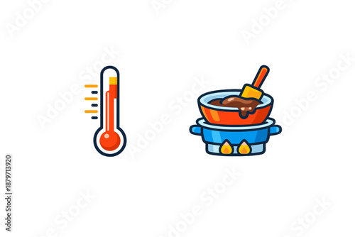 Thermometer and melting chocolate illustration