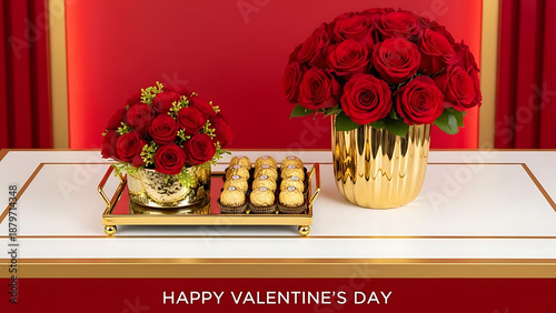 Valentine's day bouquet and chocolates