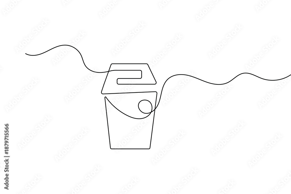 Obraz premium Minimalist trash can linear illustration created with a single continuous stroke