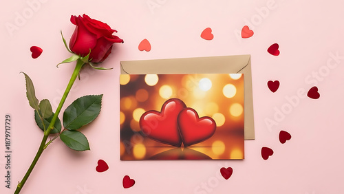Romantic valentine's day card with rose