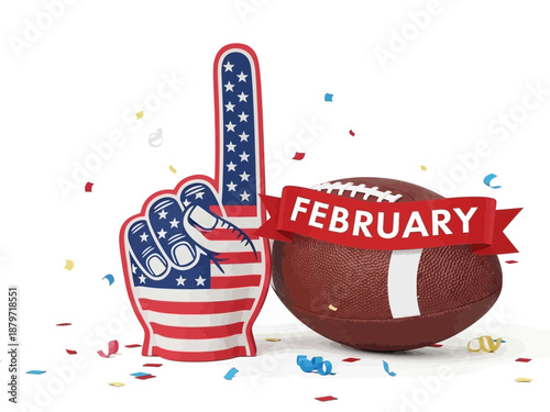 February football celebration with american flag foam finger