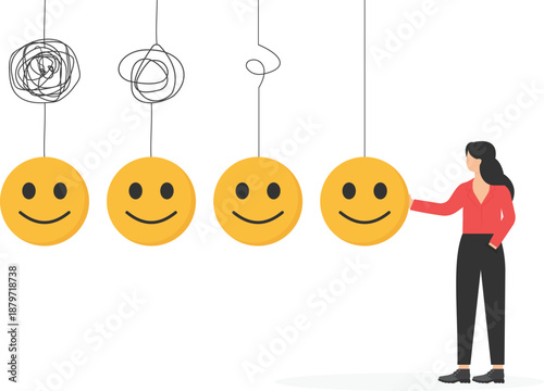 Businesswoman Swinging Emotional Newton Cradle