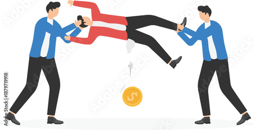 Two Businessmen Shaking a Colleague for Money