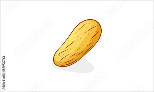 A simple illustration of a potato floating in mid-air with a subtle shadow underneath, viewed from a slight angle.