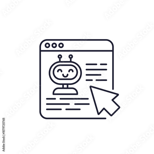 AI agent line icon, click to start vector