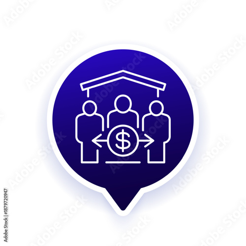 house broker icon with people, line design