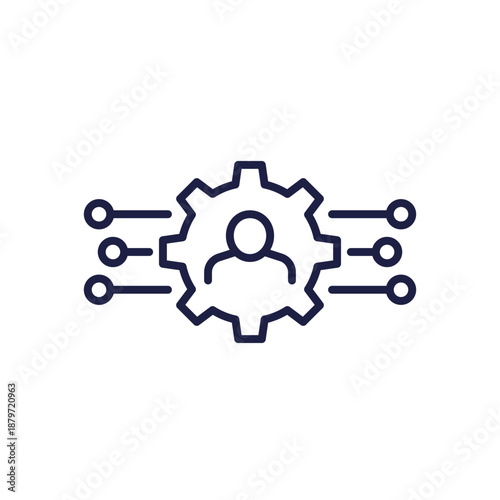 employee development line icon with worker and gear