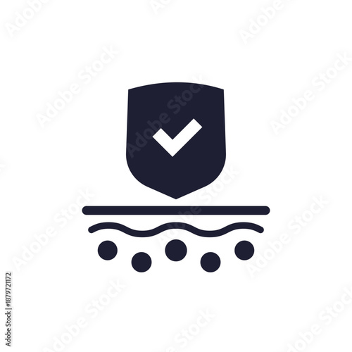 skin barrier icon with shield on white