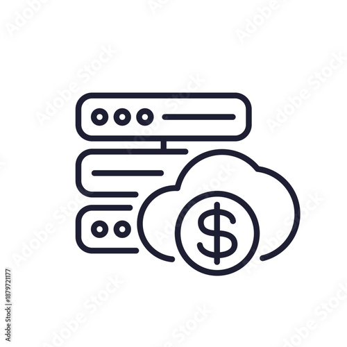 server cost or saas pricing line icon