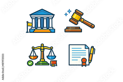 Law and justice icons set