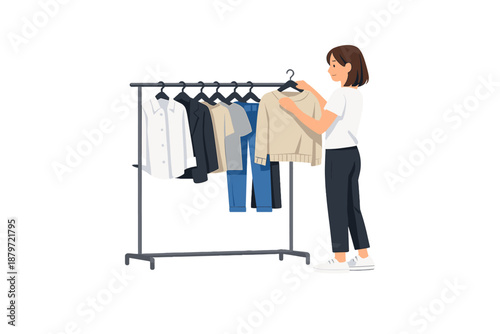 Woman choosing clothes from a rack