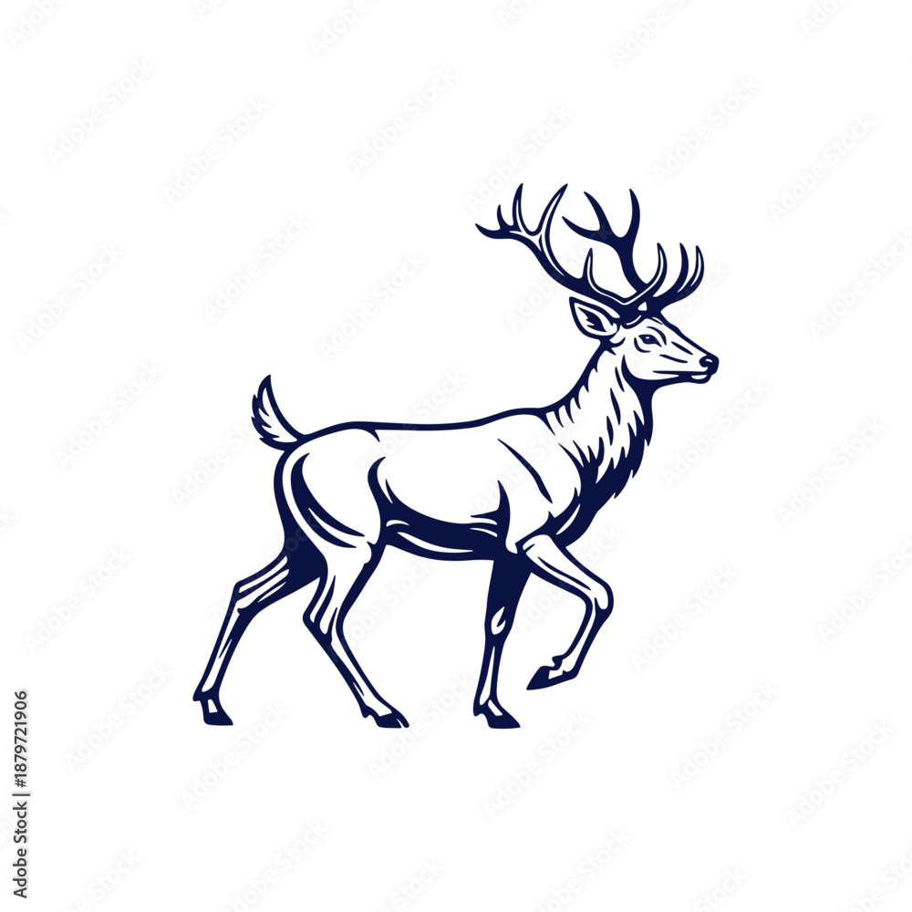 Obraz premium Deer logo flat vector design