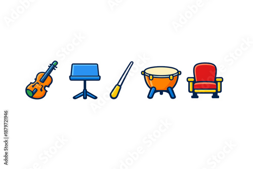 Orchestra Instruments and Chair Collection