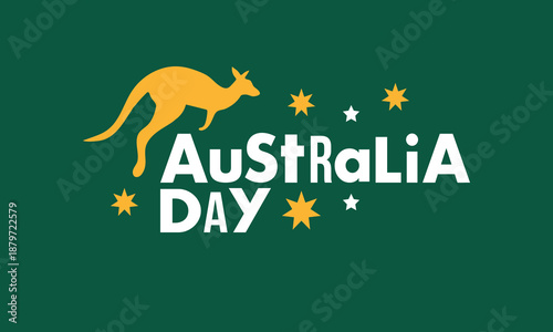 Australia Day. National happy holiday, celebrated annual in January 26. Australian patriotic elements. Kangaroo silhouette. Poster, card, banner and background. Vector illustration