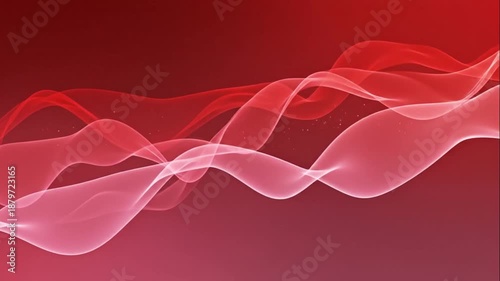 Abstract flowing red waves with subtle particles and light effects