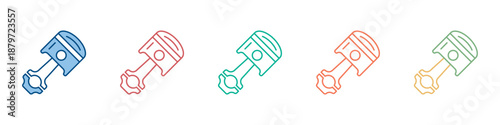 Engine Piston Icon Set Multiple Style Collection 
