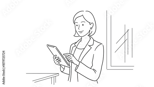 Businesswoman using tablet in office environment