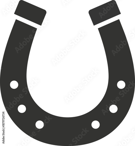 Black Horseshoe with Nail Holes Illustration.