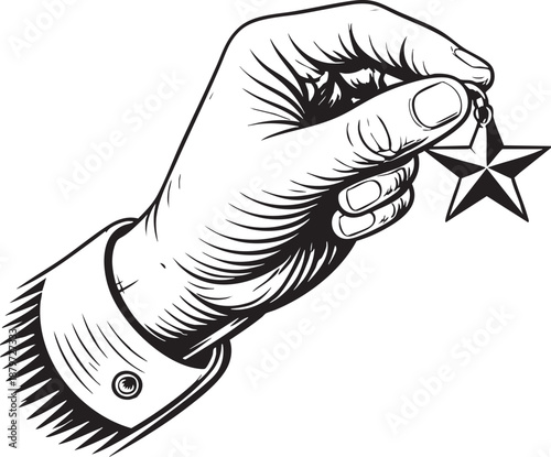 Hand holding laurel wreath isolated illustration showing victory honor achievement concept